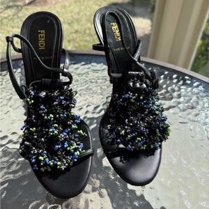 Beautiful FENDI bead fringe Wedge Sandals size 7